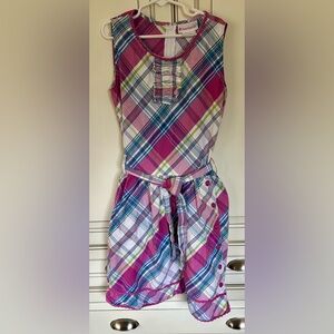 Size 14 American Girl plaid checkered 100% cotton dress with pockets